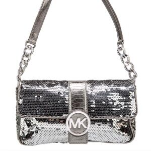 MICHAEL KORS Gunmetal/Dark Silver Sequin Purse